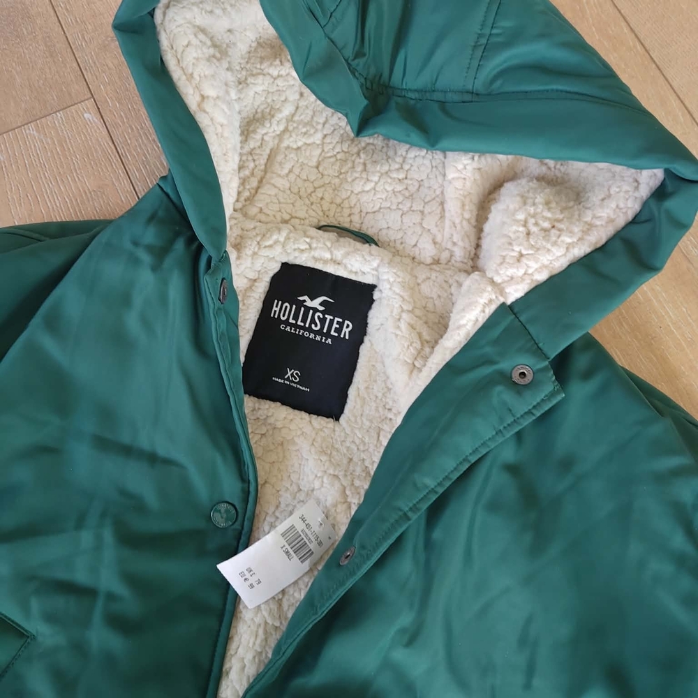 Hollister Teal Jacket with Cream Lining